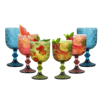 Verres à vin colorés classiques soufflés à la main, style vintage, pour fêtes, mariages, anniversaires, maison, verres à eau en verre bleu pressé, vente en gros