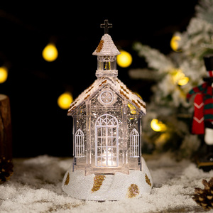 Adornos Navideños <span class=keywords><strong>de</strong></span> Plástico con Forma <span class=keywords><strong>de</strong></span> <span class=keywords><strong>Iglesia</strong></span> <span class=keywords><strong>de</strong></span> Dibujos Animados, con Copos <span class=keywords><strong>de</strong></span> Nieve que Caen y Caja Musical - Regalo <span class=keywords><strong>de</strong></span> Navidad, Pieza Decorativa - Product Image 2