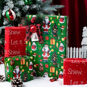 Christmas <b>Wrapping</b> <b>Paper</b> Reversible Green Santa Design 17 In X 32.8 Ft Gift Craft Packaging Recyclable - Product Image 2