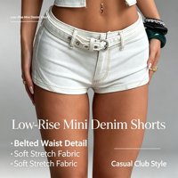 Shorts en jean à ourlet brut pour femme, taille basse, mini-short en jean extensible, look décontracté pour la plage et la ville