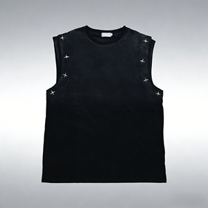 Camisetas sin mangas personalizadas para hombre, estilo vintage, casuales, hip hop, con pedrería, lavado ácido, 100% algodón, tejido de punto, 260 gramos, transpirables - Product Image 2