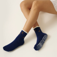 Chaussettes de yoga personnalisées en tricot antidérapantes pour femmes, chaussettes de Pilates à volants, chaussettes de sport pour le fitness en salle, chaussettes de yoga