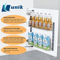 UNIK YC115 Tiroir coulissant de rangement de cuisine moderne en métal chromé avec roulement à billes, dissimulé et à fermeture amortie, pour bouteilles et épices