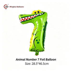 Globos de Número del 0 al 9 con Diseño de Animales de Dibujos Animados, Globos de Mylar con Temática de Zoológico y Jungla, Decoración para Fiestas de Primer Cumpleaños y Baby Shower, Inflables con Helio - Product Image 4