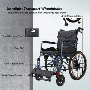 Sedia a Rotelle Manuale Pieghevole in Acciaio Leggero per Disabili, Fornitura Diretta dalla Fabbrica - Product Image 2