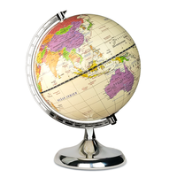 Globe terrestre politique MPR E33300 de 8 pouces, beige, rotation à 360°, carte bilingue espagnole, support métallique, décoration éducative pour la maison/le bureau