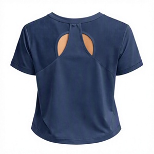 Hauts de sport légers pour femmes, col rond, coupe ajustée, respirants, manches courtes, extensibles dans quatre directions, pour le yoga et la gym - Product Image 5