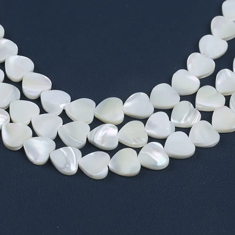 Filo di perle in madreperla a cuore bianco da 10mm 12mm