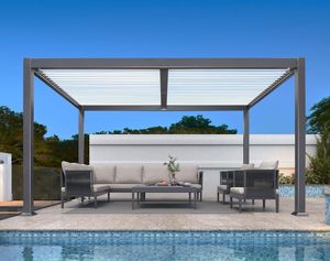 Pergola autoportante en aluminium motorisée électrique avec toit pare-soleil imperméable 3x6 pour jardin - Product Image 4