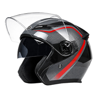 Casque de moto demi-face en ABS avec feux arrière LED de sécurité, certifié DOT, double visière, pour tout-terrain - Vente en gros usine