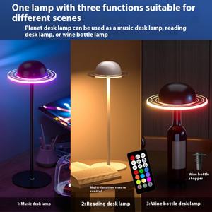 Lámpara de Escritorio RGB en Forma de Anillo Planetario, Lámpara LED Recargable, Lámpara de Noche Creativa con Sensor Avanzado, Lámpara Lunar para Dormitorio - Product Image 6