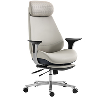 Chaise de bureau exécutive ergonomique en cuir véritable, cadre en aluminium, hauteur réglable, appui-tête réglable, pivotante moderne