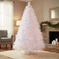 Vente en gros d'arbres de Noël artificiels ignifuges, luxueux, doux, en plumes blanches, directement de la super usine, OEM, étiquette privée