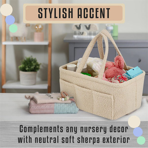Portable <b>Storage</b> <b>Basket</b> Plush Baby Diaper Bag Washable Baby Diaper Caddy Organizer Mummy Bag Baby Diaper Caddy Organizer - Product Image 3