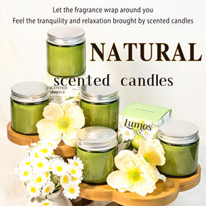 Ventes en gros d'emballages de parfums personnalisables, bougies aromatiques artisanales biologiques de 100 g dans un bocal en verre <span class=keywords><strong>vert</strong></span> armée pour la décoration des bars - Product Image 1