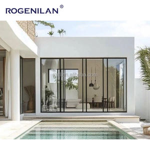 Rogenilan ระเบียงพายุเฮอริเคนประตูทางเข้าคู่ประตูบานเลื่อนอลูมิเนียมยกและประตูระเบียงกระจกสไลด์กลางแจ้ง - Product Image 5