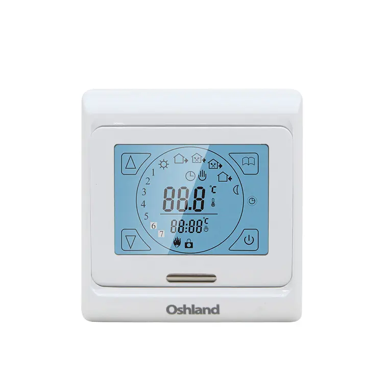 HVAC control Oshland touch screen programmable for manifold 16A 230V CE white frame M9 digital floor heating thermostat