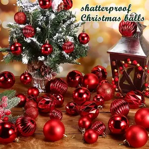 Natale decorazioni per albero di Natale a prova di infrangibile rosso e bianco chiaro Bauble ornamenti per interni in plastica palla di natale