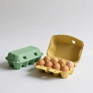 Free Sample Custom Color 6 8 10 12 15 24 30 Egg Paper <b>Pulp</b> Egg Box Tray With Printed Logo Label for Chicken Eggs - Product Image 2