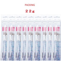 Lot de 5 pinceaux à ongles en acrylique avec manche pailleté, prise en main confortable et durable, stylo de sculpture d'ongles en cristal, extension d'ongles, marque personnalisée, étiquette privée