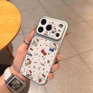 เคสโทรศัพท์มือถือลายการ์ตูนคิตตี้แบบหมุนได้ วัสดุ PU สำหรับ iPhone 17 16 15 Pro Max น่ารัก พร้อมขาตั้งพิมพ์ลาย - Product Image 5