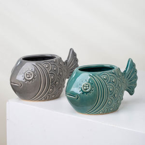 YUANWANG魚の形セラミック植木鉢植木鉢 & プランター多肉植物ポットセラミック - Product Image 1