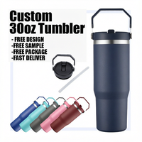 Mug de voyage isotherme 30 oz en acier inoxydable 304 avec paille rabattable, bouteille d'eau pour l'extérieur, gobelet personnalisé gravé au laser avec poignée sur le couvercle