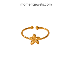 Bague Étoile de Mer en Acier Inoxydable, Étanche, Anti-ternissement, Bijou de Plage Océanique, Réglable, Cadeau d'Été pour Femme - Product Image 1