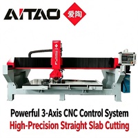 AiTao Máquina de corte CNC de 5 ejes para granito, cortadora de mármol, sierra de puente, 3200 mm de longitud, motor de 26 kW con engranajes para baldosas de piedra sinterizada