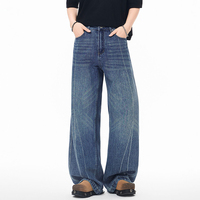 Jeans d'hiver bleus Y2K Hip Hop pour hommes et femmes - Coupe ample taille haute avec design évasé à jambes larges - Ensemble de jeans pour hommes