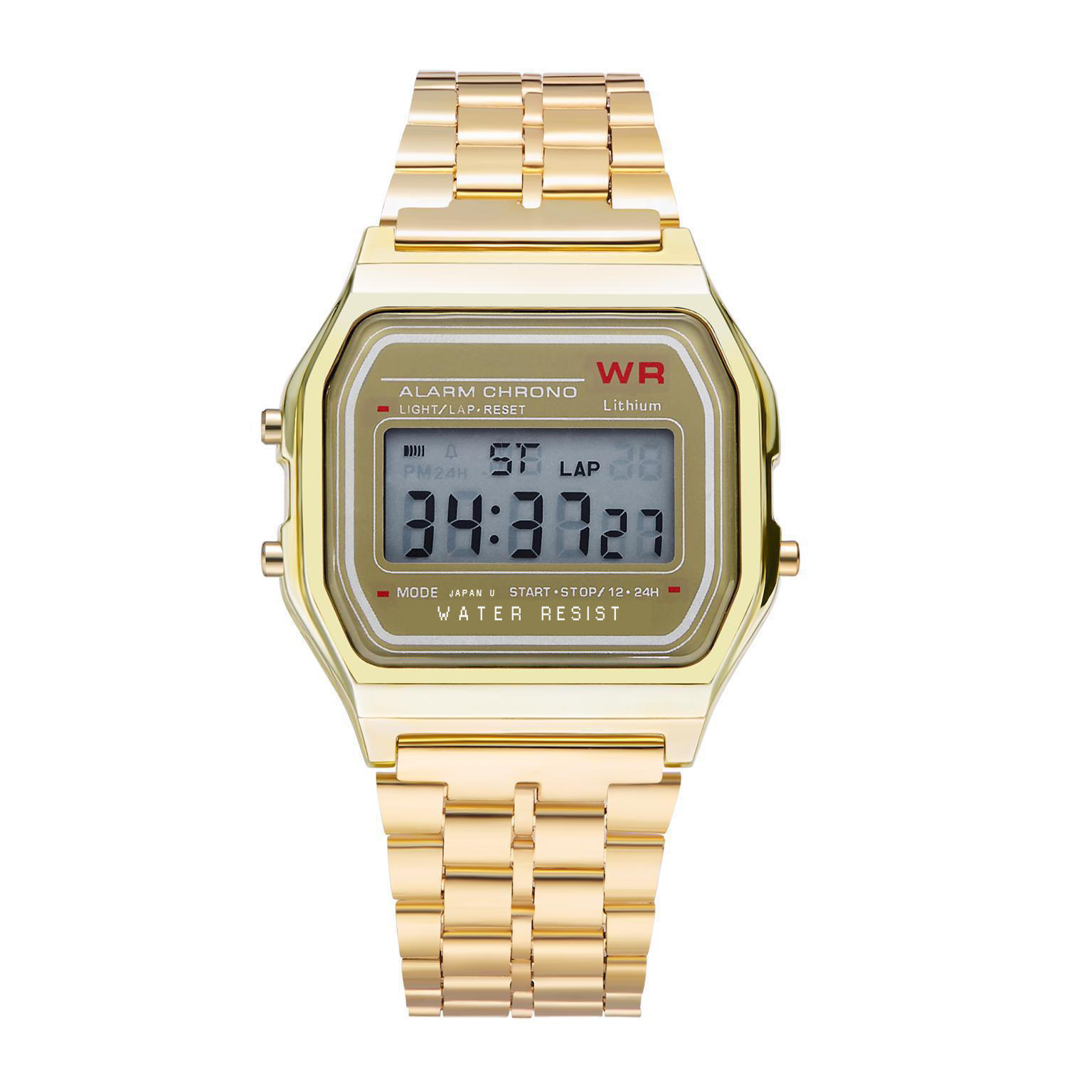 Golden electronic watch
