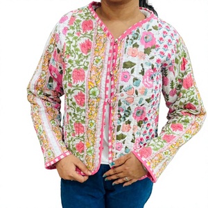 New Cotton Women's Quilted Jacket Block Printed Boho Style Quilted Handmade Jackets, Gifts Button Closer Jacket for Women Gifts - Product Image 1