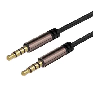 Jack 3.5Mm 4 Pole 4 Polen Trrs Audio Aux Jack Kabel 3.5Mm Male Naar Mannelijke Nylon Gevlochten Audio kabel Voor Luidspreker Auto