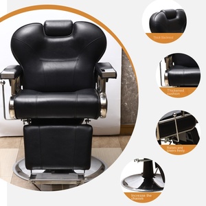 Fauteuil <span class=keywords><strong>de</strong></span> Barbier Métallique Rotatif et Réglable en Hauteur pour Hommes, Design Plat, avec Accoudoirs, Style Luxe Léger et Tendance - Product Image 2