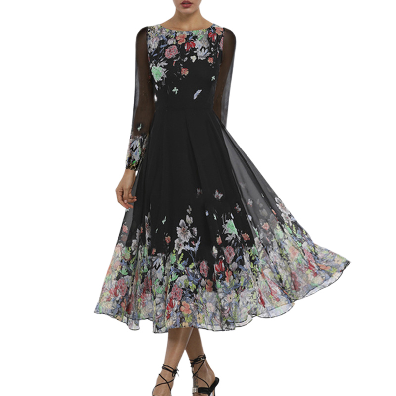 New Fashion Women Dress Chiffon O-neck Floral Printing Lady Long Sleeve Slim Big Swing Midi Long Casual Dress| Alibaba.com New Fashion Women Dress Chiffon O-neck Floral Printing Lady Long Sleeve Slim Big Swing Midi Long Casual Dress| Alibaba.com
