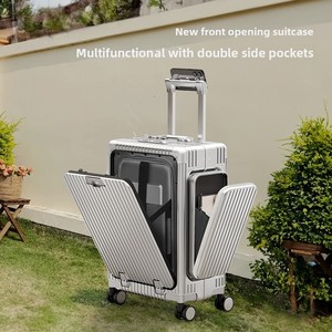 Nouvelle <span class=keywords><strong>valise</strong></span> à roulettes multifonctionnelle à trois ouvertures, ouverture frontale, poche <span class=keywords><strong>double</strong></span> face en PC, grande capacité, classique et tendance pour les voyages - Product Image 1