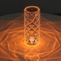 Lampe de table décorative rechargeable à télécommande RGB, ambiance luxueuse, lampe de table en cristal rose, veilleuse