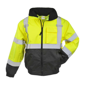 High Visibility Reflective <b>Jacket</b> with Elastic Waist Industrial Workwear for Men - Product Image 1