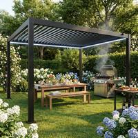 Pergola Modulaire d'Extérieur en Aluminium à Double Couche avec Lames Orientables, Plusieurs Finitions de Couleur, Structure d'Ombrage pour Fêtes