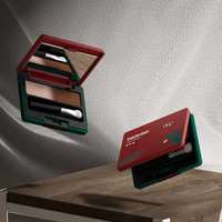 Vente en gros OEM, étui compact portable en plastique PVA rectangulaire pour poudre pressée, rose brillant avec miroir, logo personnalisable