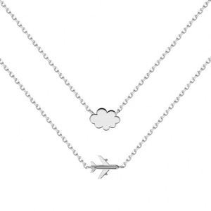 Dylam Delicate Fine Fashion Women <b>Jewellery</b> Sterling Silver <b>Link</b> Chain Double Layer Cloud Airplane Pendant Necklace for Women - Product Image 1