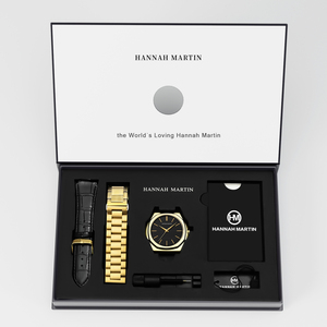 HANNAH MARTIN Watch Factory Trend <b>Men</b> Minimalist Watch Set <b>Gift</b> with Box High Quality Replaceable Strap Waterproof Simple Watch - Product Image 4
