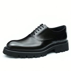 Chaussures habillées Oxford britanniques pour hommes en cuir de vachette véritable, style simple, entièrement en cuir, à lacets, pour la saison printanière – Grande promotion - Product Image 2
