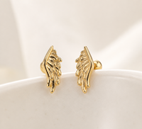 Muweike Boucles d'oreilles minimalistes en argent sterling 925 vermeil, design plume, ailes d'ange, pour femmes, bijoux fins