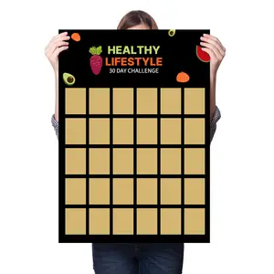 Mental Health Bucket List 30-Day Healthy Lifestyle Challenge Start Living Healthy Scratch off Posters