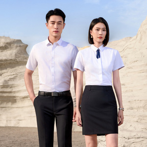 Unisex Flat Twill Cotton Shirt Three Quarter Sleeve Business Professional Attire Wrinkle Resistant Commuter Workwear Spring 2026 - Product Image 3