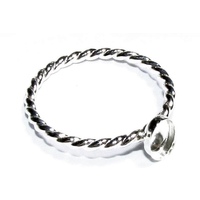 925 Sterling Silber Gedrehter Bandring, Blanker Runder Flacher Fassungsring, Leere Ringfassung für DIY Cabochon-Edelstein-Einlage
