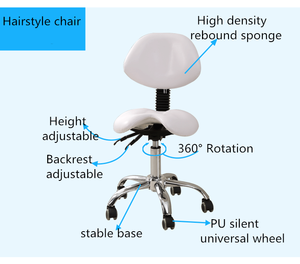 Chaise de coiffeur pivotante à roulettes, réglable en hauteur, avec dossier et assise en cuir PU – <span class=keywords><strong>Tabouret</strong></span> de salon pour école, hôpital, <span class=keywords><strong>atelier</strong></span> - Product Image 3