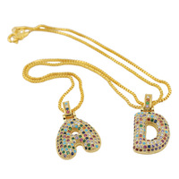 Breloques initiales en zircon en forme de bulle, plaquées or 18 carats, lettres de l'alphabet A-Z, breloques lettres épaisses pour bijoux DIY, vente en gros