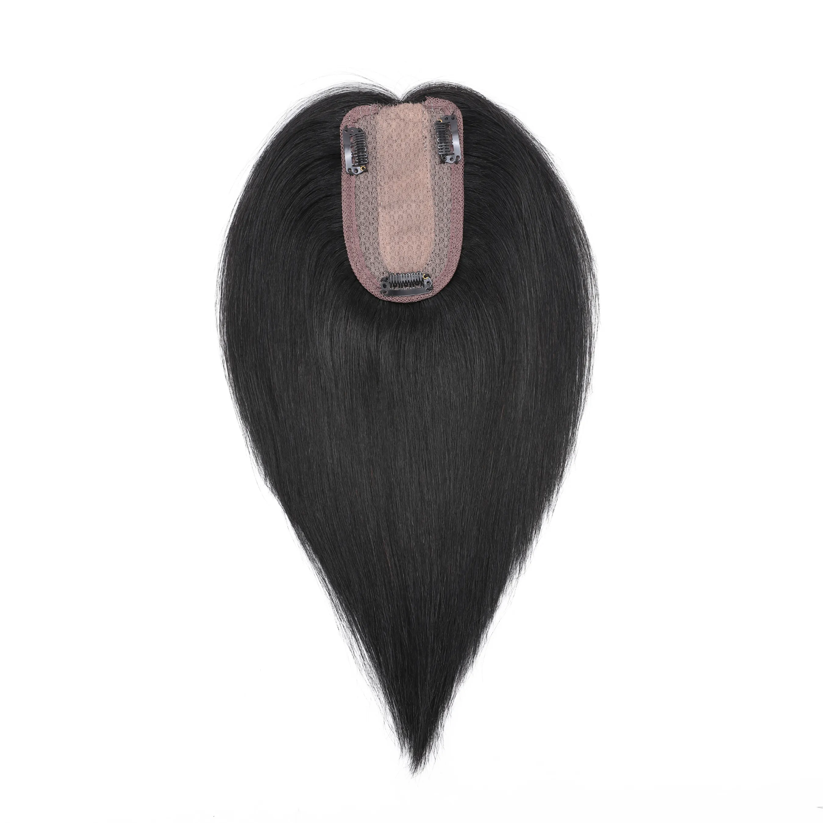 Wholesale Price 10A 100% Human Hair Topper 7*13 Silk Base+Machine Made Clip in Straight Hairpiece Human Hair Topper Wig